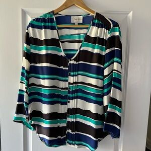 Yumi Kim Blue and Black Striped Blouse